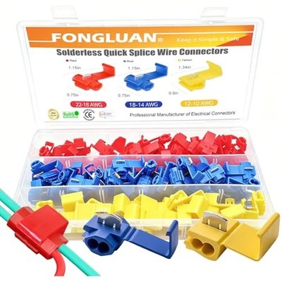 125pcs Solderless Quick Splice Wire Connectors,22-10 Gauge Lock Snap Electric...