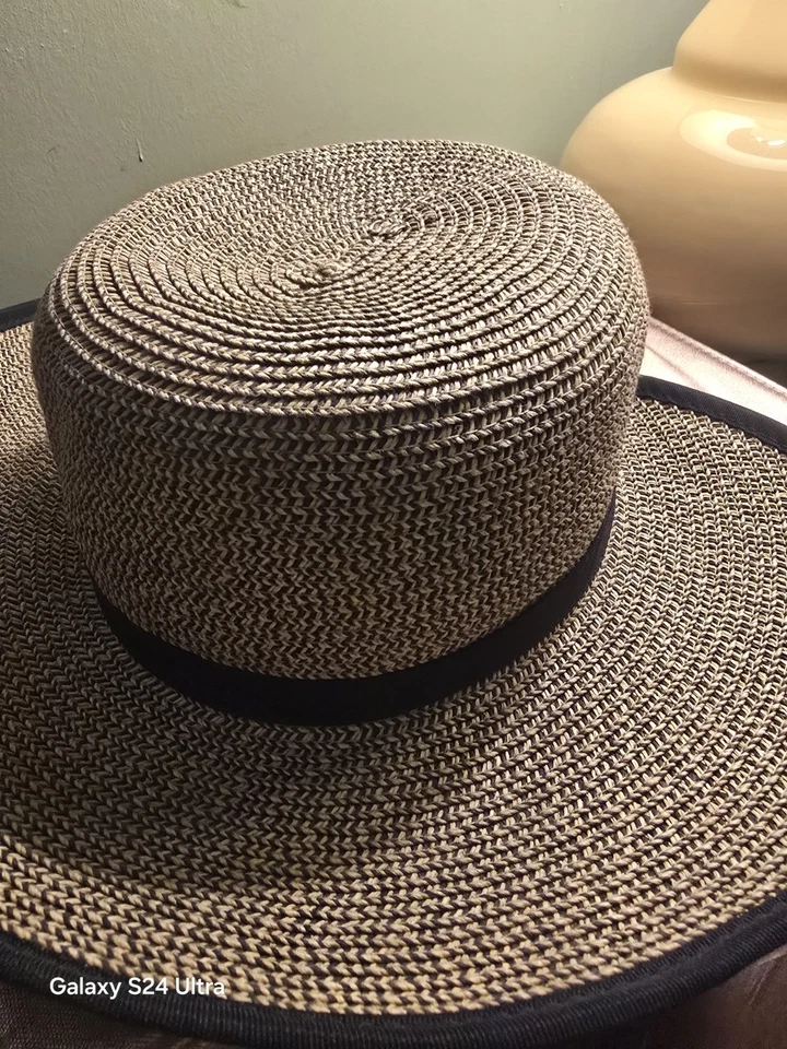 CAPPELLI Straworld女式宽边太阳帽黑色表带可拆卸汗带可爱 — 第 2/4 张图片