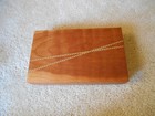 Signed Hand Made Inlaid WOOD BOX Hinged Lid Desk Jewelry Trinket