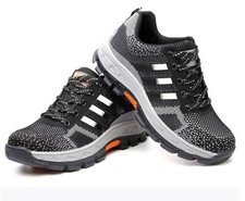 Herren Sicherheitsstiefel schwarz grau Stahlkappe Arbeit Turnschuhe leicht UK neu
