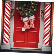2 Pack Christmas Candy Cane Design Column Wraps 108 x 54 Inch Candy Cane