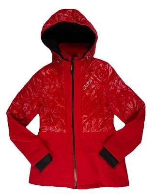 Hooded Puffer Jacket Red Ski Snow Soft Shell Women s Small Guess Made In Canada