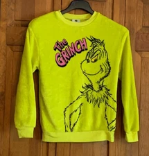 Women's The GRINCH Long Sleeve Citrus Green Fuzzy Top Tag Size XXS (00)