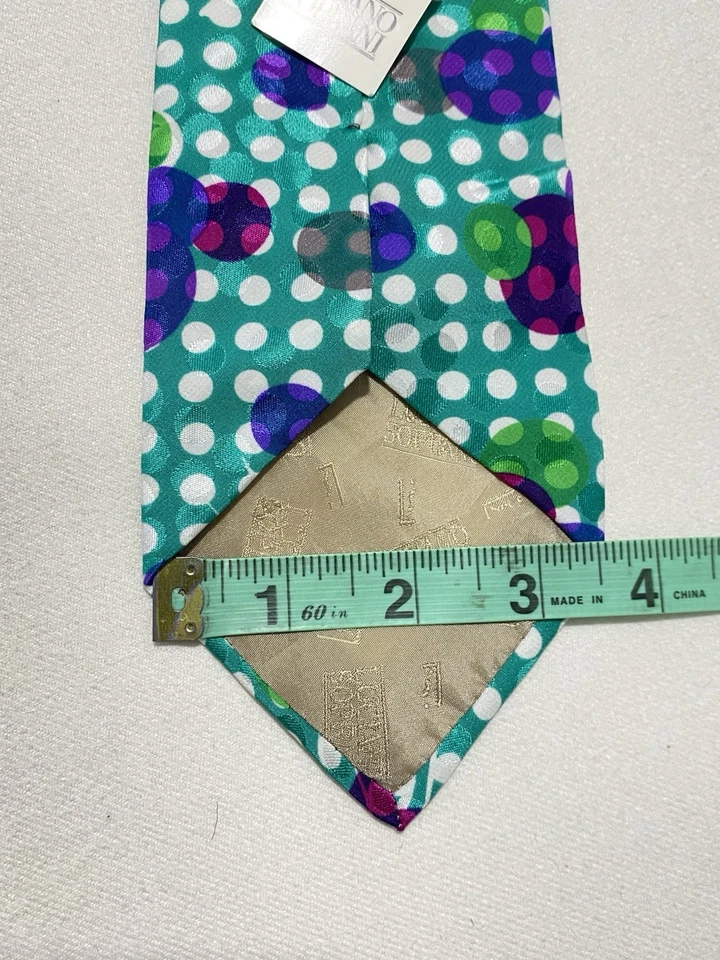 Corbata Luciano Soprani Verde Geométrica Seda Hombre Hecha a Mano en Italia Nueva Foto 3 de 4