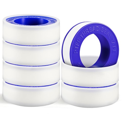 6 Rolls Premium Plumbers Tape, Teflon Tape, PTFE Thread Seal Tape, High-Density