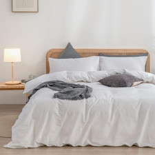 BESTOUCH Duvet Cover Set 100 Washed Cotton Linen Feel Super Soft Comfortable Ch