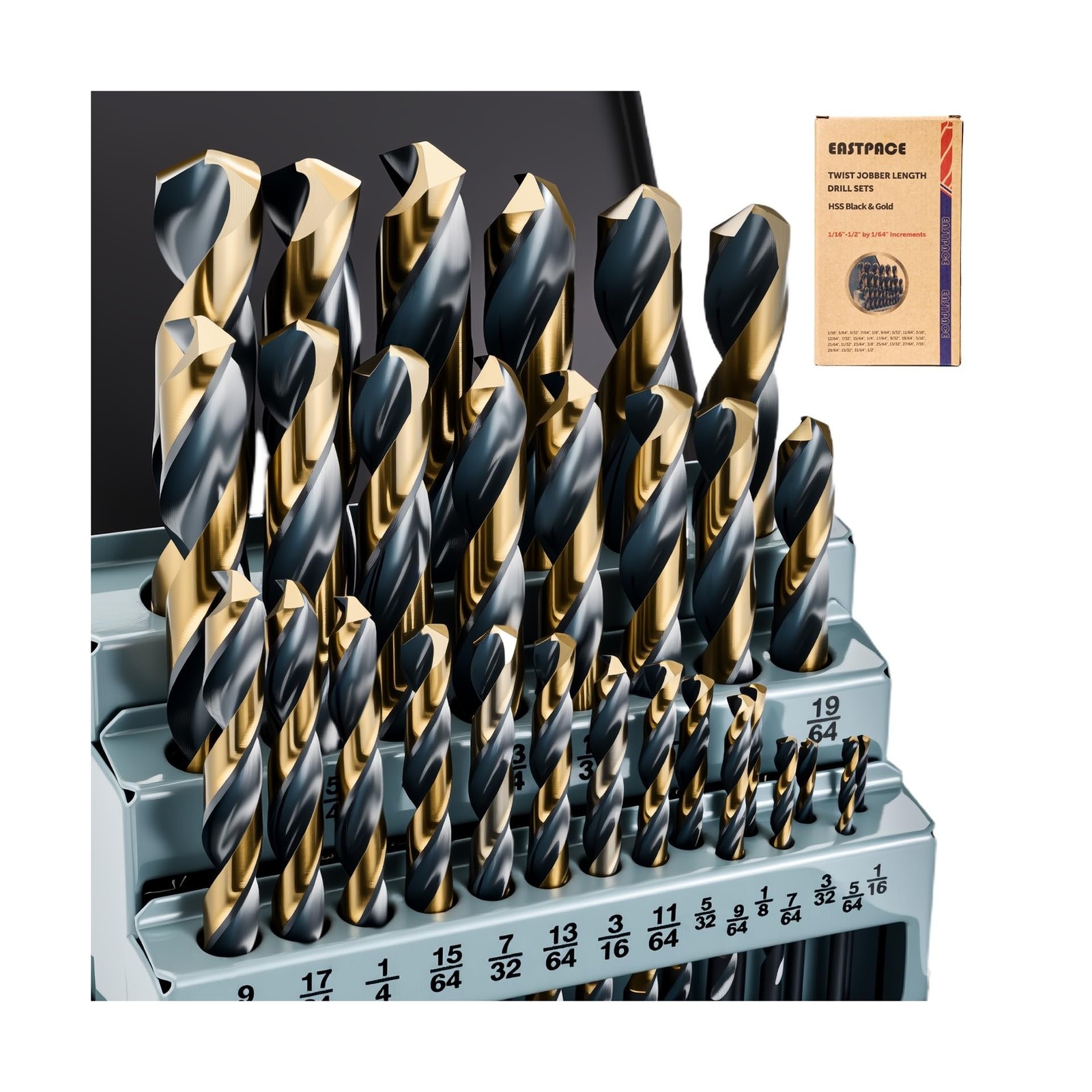 29Pcs Cobalt Drill Bit Set 1/16