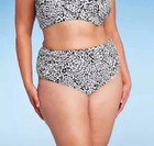Kona Sol Bikini Bottom Women's Sz X Black Leopard Print High Waist Full Coverage