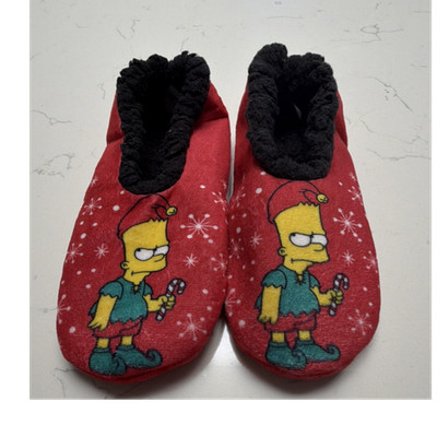 The Simpsons Bart Simpson ''Naughty or Nice'' Red/Black Slip-On Slippers Men s 10