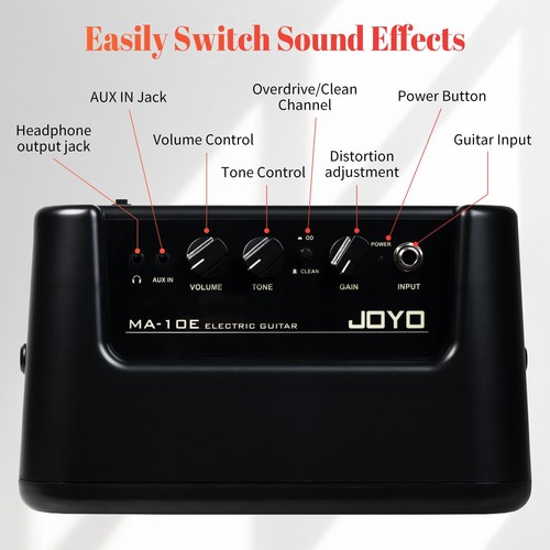 JOYO 10W 5" Guitar Amplifier Dual Channel Portable Amp for Acoustic Guitar Bass - Picture 14 of 20