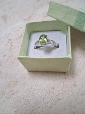 Gemporia Changba Peridot and Cambodian Zircon Sterling Silver ring, size N/O, 7.