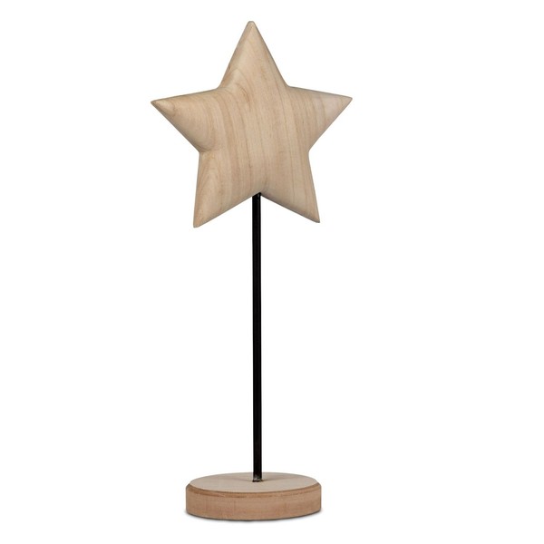 Dekoobjekt Stern Nature Auf Fuß H. 46Cm Aus Holz Mit Metall Formano Wa-image