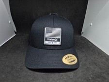 Hurley Mens Black Location snapback authentic Mesh trucker USA Flag Black White