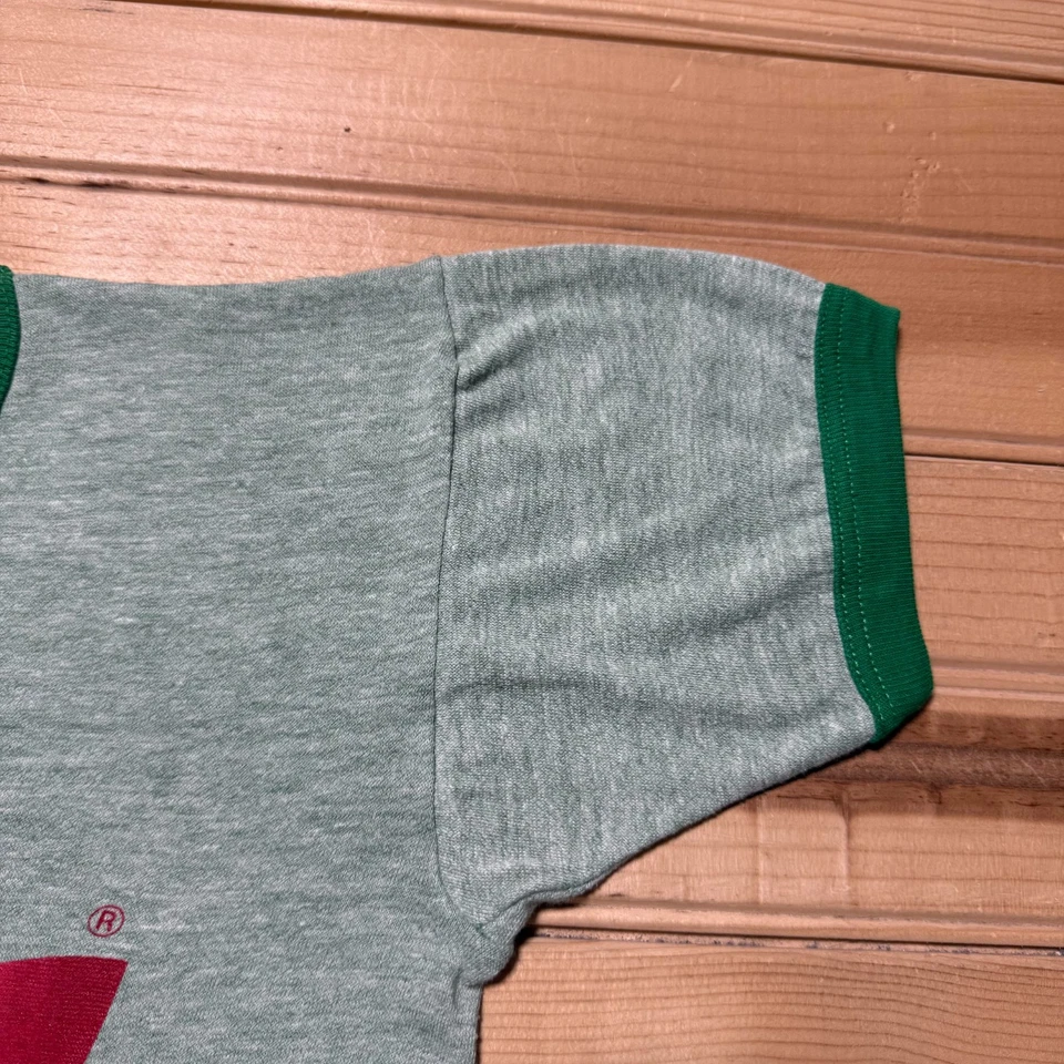 Vintage 80s Adidas Trefoil Rasta Big Logo Heather Ringer Shirt USA Made Size XS - Image 4 of 4