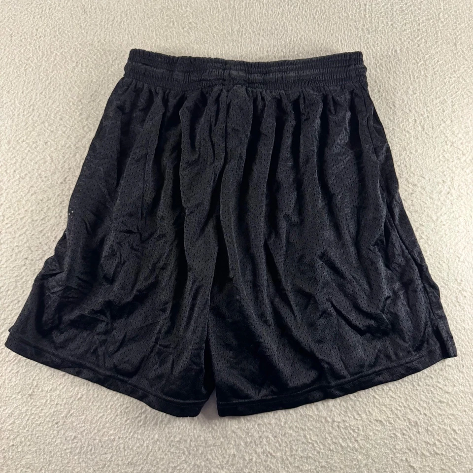 Lote de shorts esportivos masculinos vintage anos 90 Hersh nylon malha L preto vermelho basquete - Imagem 3 de 4