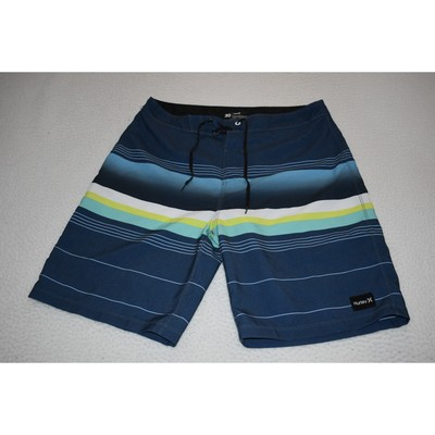 #ad Hurley Phantom Swimming Board Shorts Mens Size 30 Blue Striped Polyester Surfing