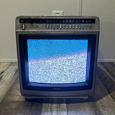 Vintage 1979 Sony Trinitron KV-1206 12 Color CRT TV Retro Gaming Powers On