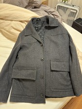 Banana Republic Medium Bellucci Pea Coat M Charcoal Grey 352408