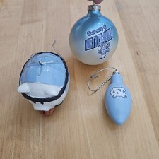 University Of North Carolina Tar Heels Christmas Ornaments Set Of Three