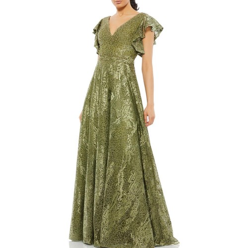 Mac Duggal Womens Green Embellished Formal Evening Dress Gown 6 BHFO