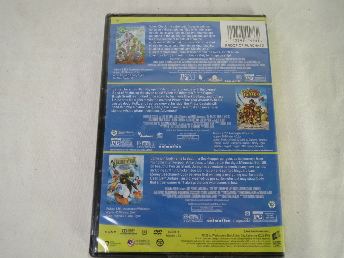 The Pirates Band of Misfits/Planet 51/Surfs Up KIDS DVD | eBay