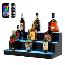 Uimoso LED Lighted Liquor Bottle Display Bar Shelf RF & App Control 24" 3-Step