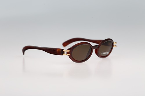 Lagerfeld 4132 05, Vintage 90s brown unique steampunk oval sunglasses women, NOS - 第 3/10 張圖片