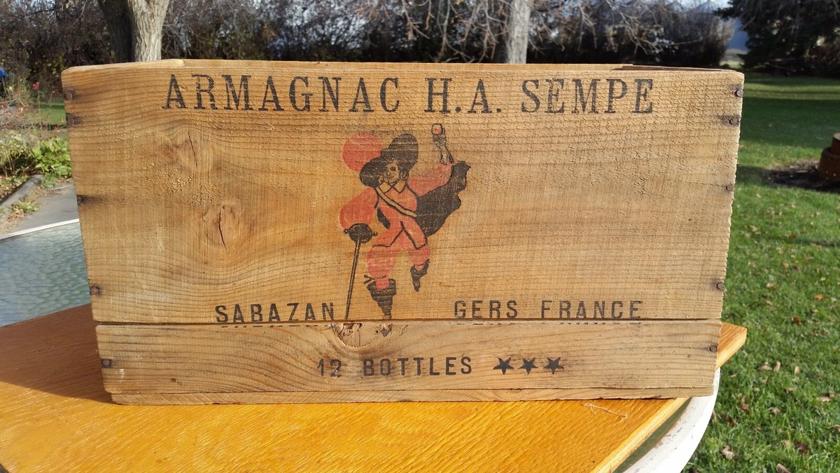 VItg ARMAGNAC WINE SPIRITS BRANDY BOX CRATE HENRY A SEMPE