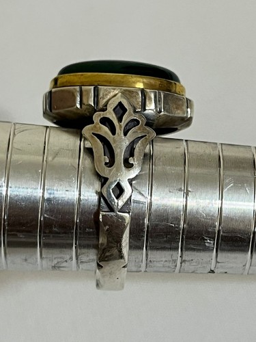 Men Ring Silver 925 Natural Yemen Agate Aqeeq Royal Hand Design حجر الجاد اليشم - Picture 12 of 17