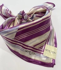 MICHEL KLEIN Scarf Purple Silk Cotton Hair Bag Purse Women Macadam wallet21”