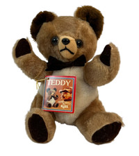 Teddy Bear Brown Small Sitting 7" Russ Berrie Bow Tie "Teddy" 1979 Damaged Tag