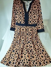 ADRIANNA PAPELL Dress Womens Sz 8 Blue Orange Pink Geo 3/4 Sleeve Office Staple