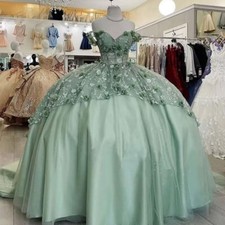 Princess 3D Floral Quinceanera Dresses Ball Gown Sweetheart Party Sweet 16 Dress