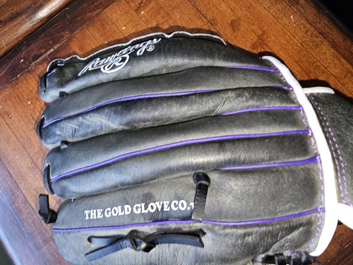 Rawlings Black Baseball Glove ST1200FPUR 12in RHT Youth Purple Nice Free Ship - Picture 6 of 15