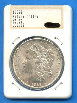 1889 P MS Morgan Silver Dollar $1 US Mint 1889-P Rare Hannes Tulving Holder 