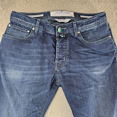 Jacob Cohen Jeans Mens 33x28 Style 688 Slim Fit Button Fly
