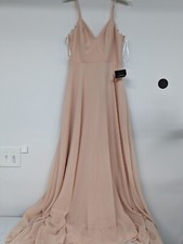 Nwt Lulu's Chiffon Maxi Dress Gown Romantic Bridesmaids Prom Size S Pink Wedding