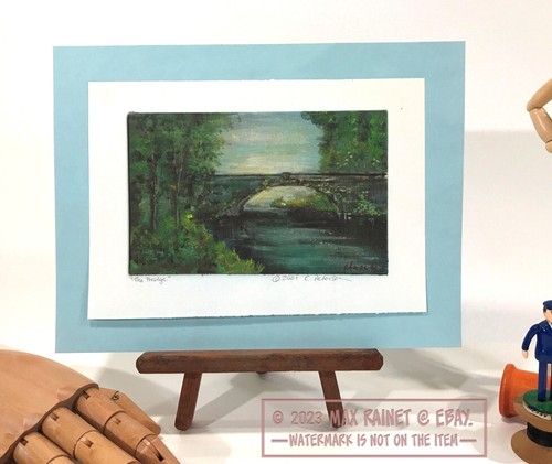 The Bridge (1996) C Peterson * Signed Art Print * Trees Landscape oil painting - Picture 4 of 18