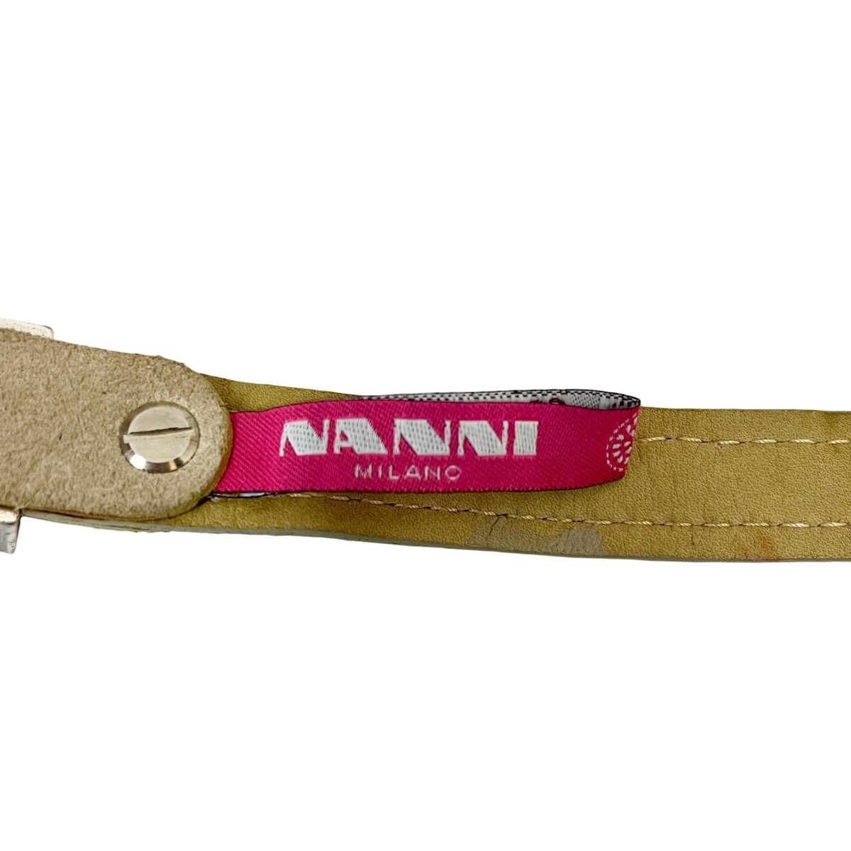 Nanni Genuine Leather Chain Link Belt‎ Silver Beige Italy - Women\'s Size 32 / 80 Nanni Genuine Leather Chain Link Belt Silver Beige Italy  main image 4