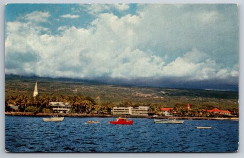 Kailua Harbor Kona Coast Orchid Trail Old Hawaii Kona HI Postcard D22