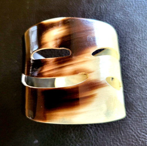 Mid Century Modern MCM Art Deco Bovine Horn Cuff Bracelet for 6 inch Wrist Mint