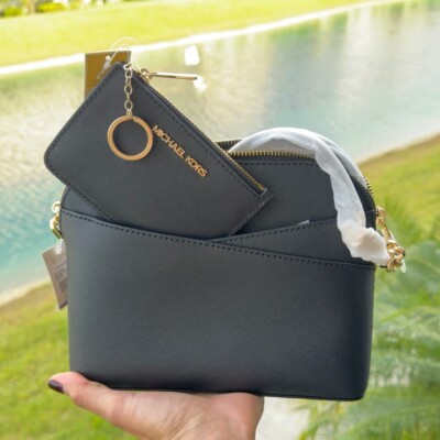 Michael Kors Jet Set Travel MD Dome Leather Crossbody Bag