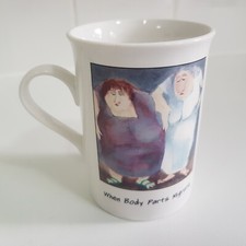 1999 Erica Oller art ceramic coffee tea mug Body Parts Migrate Paradise Utah USA