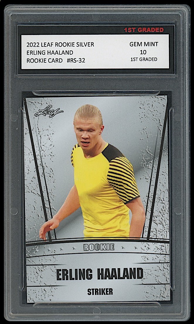 ERLING HAALAND 2022 LEAF SILVER 1ST GRADED 10 SOCCER ROOKIE ERLING HAALAND 2022 LEAF SILVER 1ST GRADED 10 SOCCER ROOKIE