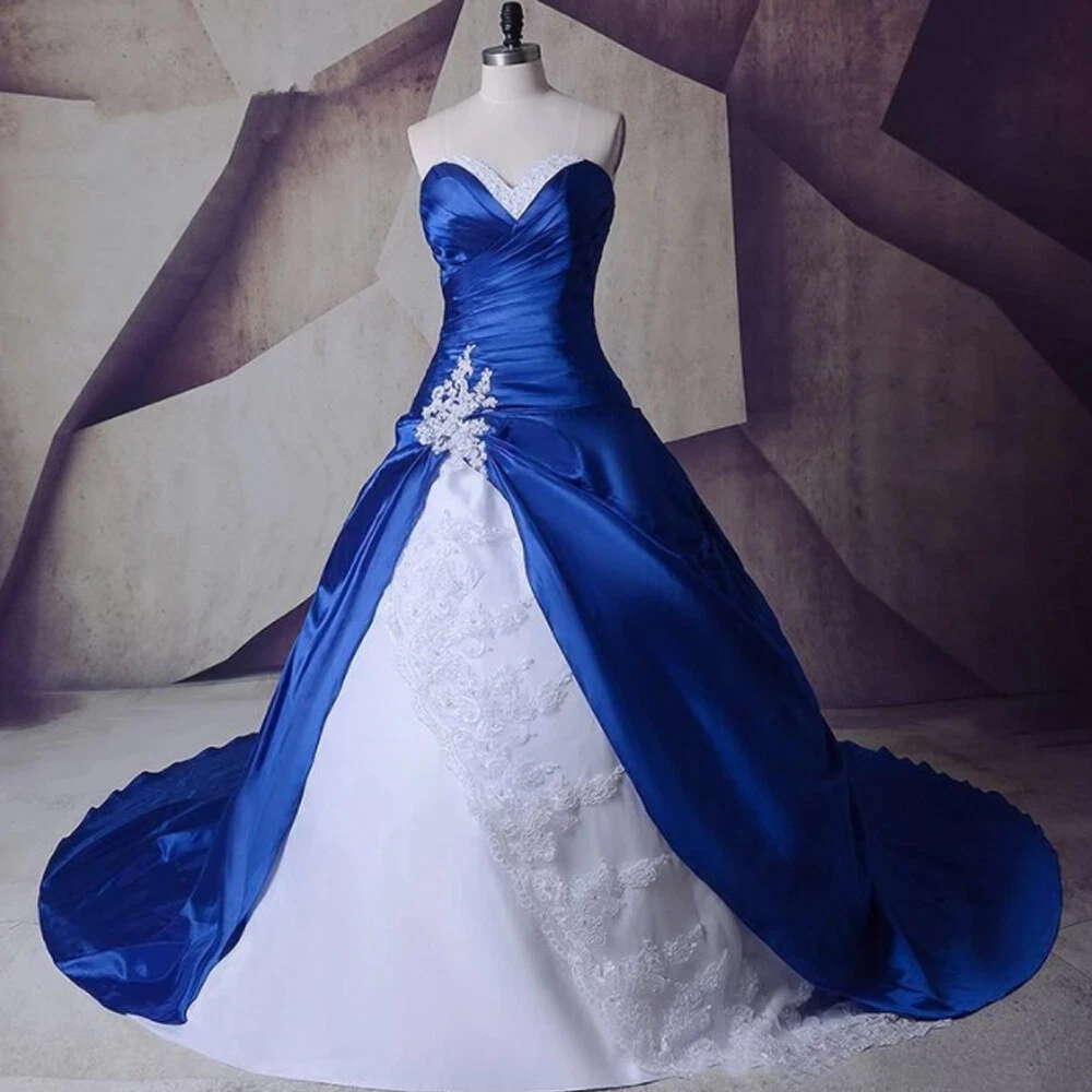 Cobalt Blue Satin Spaghetti Straps Simple Prom Gown - Promfy