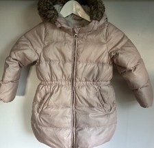 BABY GAP Pink Long Puffer Coat w/ Hood Winter Jacket Snow Ski Size 5 C69
