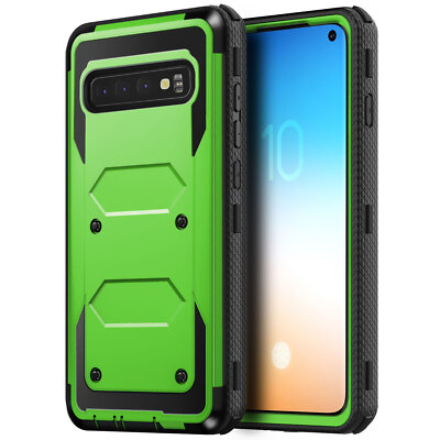 Green For Samsung Galaxy S10 5G/S10 Plus/S10e Dual Layer Case Heavy Duty  Cover