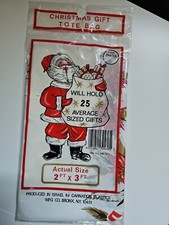 Vintage NOS Christmas Gift Tote Bag Plastic Toy Sack 2' x 3' Santa Claus Design