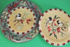LENOX WINTER GREETINGS EVERYDAY DINNER  & DESSERT PLATES (MINT) CHICKADEE