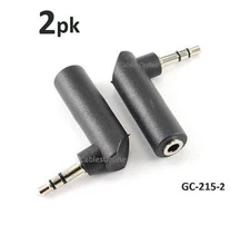 2-PACK Right-Angle 3.5mm Stereo Male to Female Audio Adapter - GC-215-2